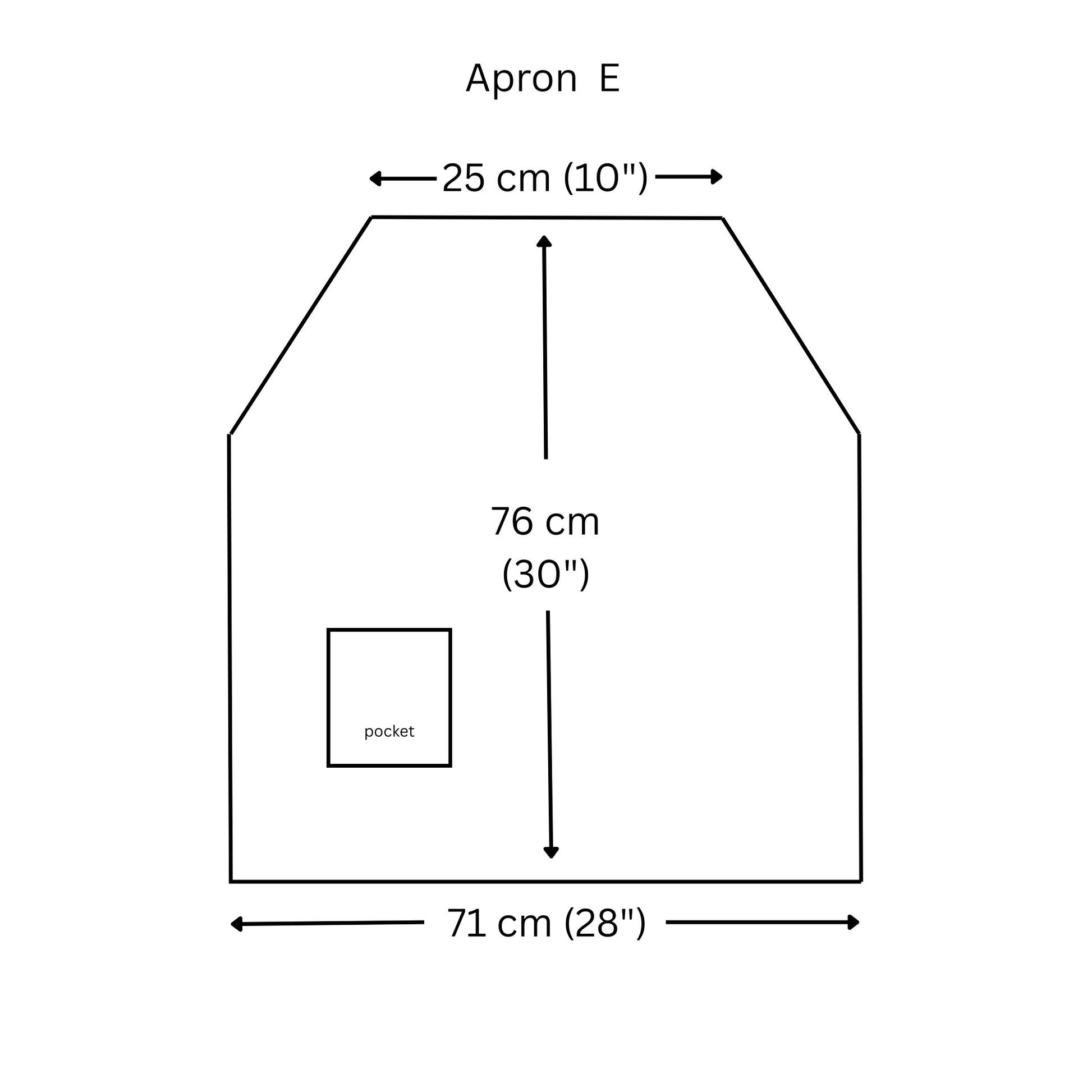 Measurement diagram of paisley apron dimensions labeled