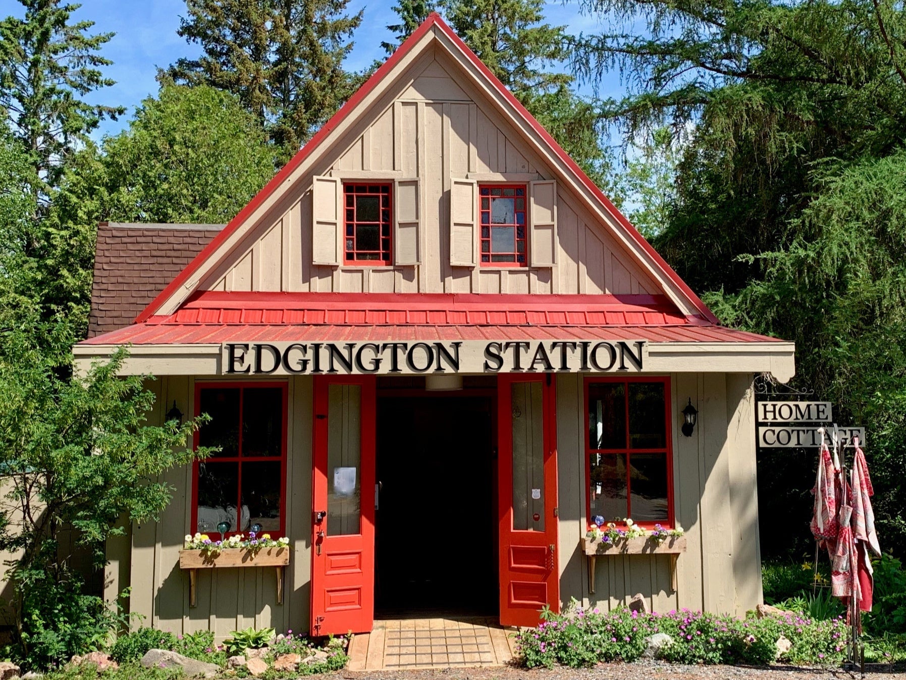 The front of the shop with the doors open