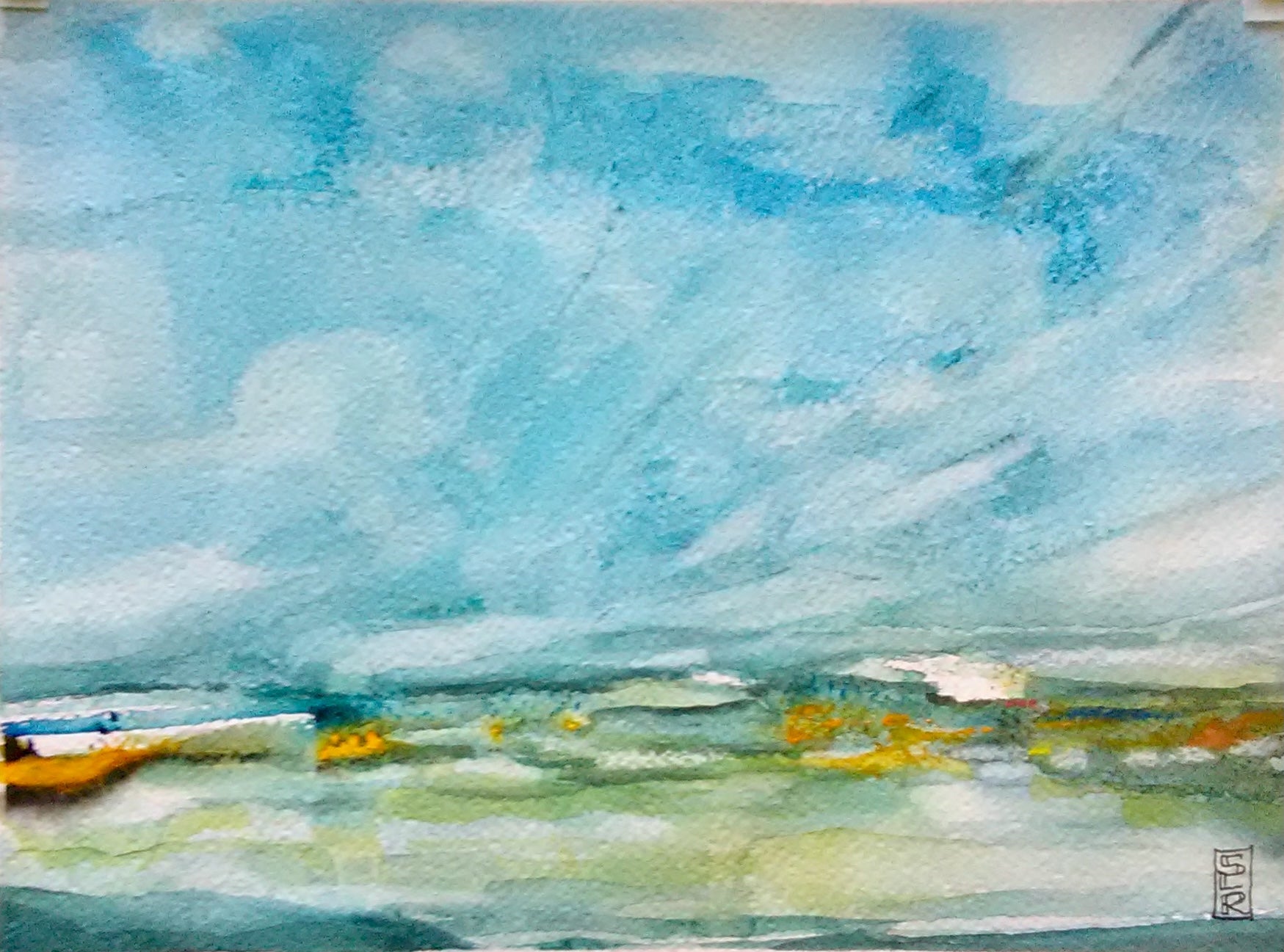 A detailed view of a watercolour painting  by S Robitaille